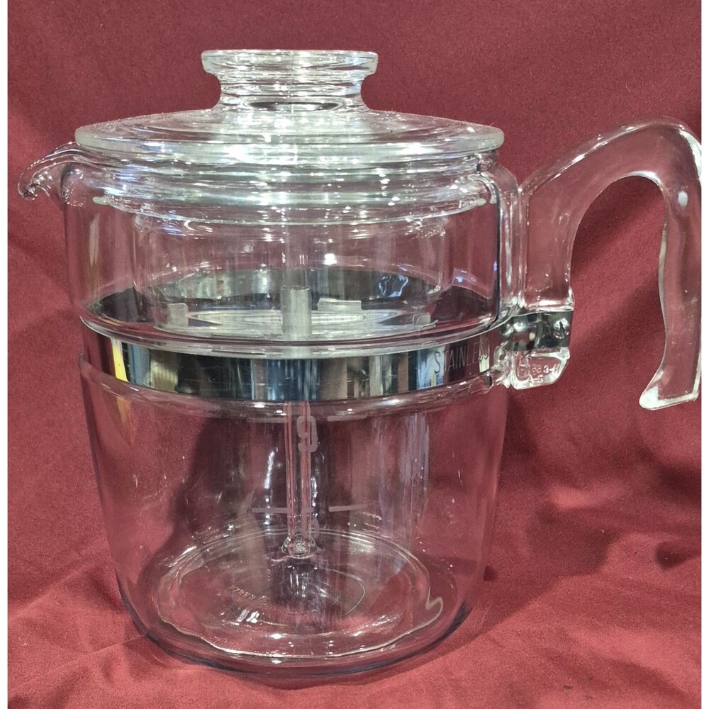 Vintage Pyrex 7759-B Flameware 9 Cup Glass Percolator Coffee Pot COMPLETE Read